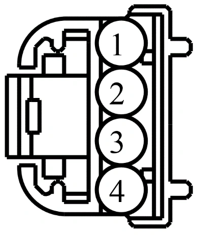 Connector End View C2998 - Steering Wheel Switch LH Upper — original illustration 1, reference 4358