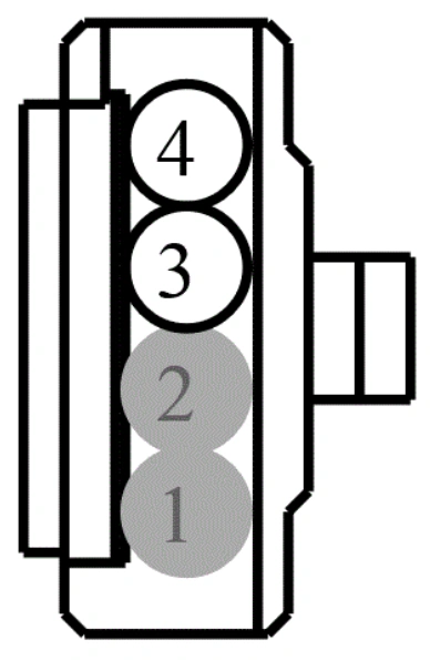 Connector End View C2434 - Steering Column Lock Module — original illustration 1, reference 4344