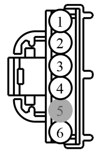 Connector End View C624 - Passenger Door Window Control Switch — original illustration 1, reference 4010