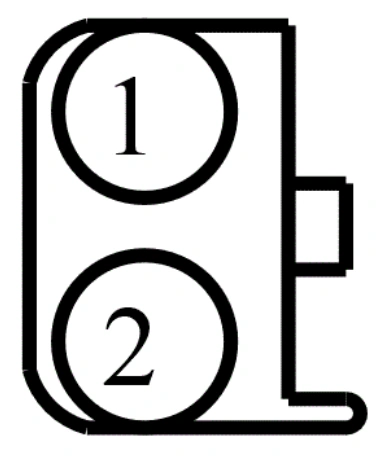 Connector End View C2438 - Driver Side Center Register Air Discharge Temperature Sensor — original illustration 1, reference 4349