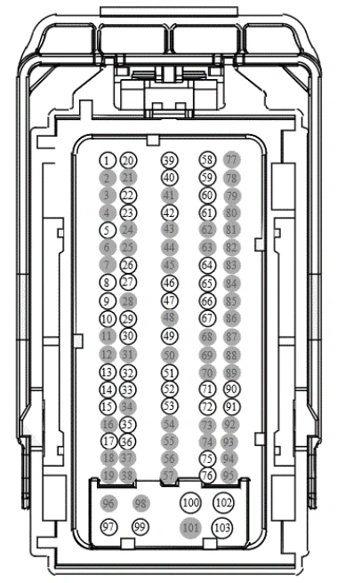Connector End View C1381b - Powertrain Control Module (PCM) — original illustration 1, reference 4140