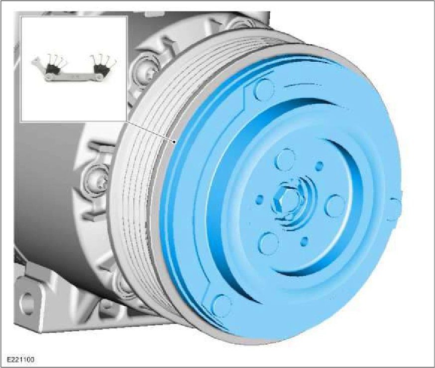 Air Conditioning (A/C) Clutch Air Gap Adjustment — original illustration 1, reference 3587