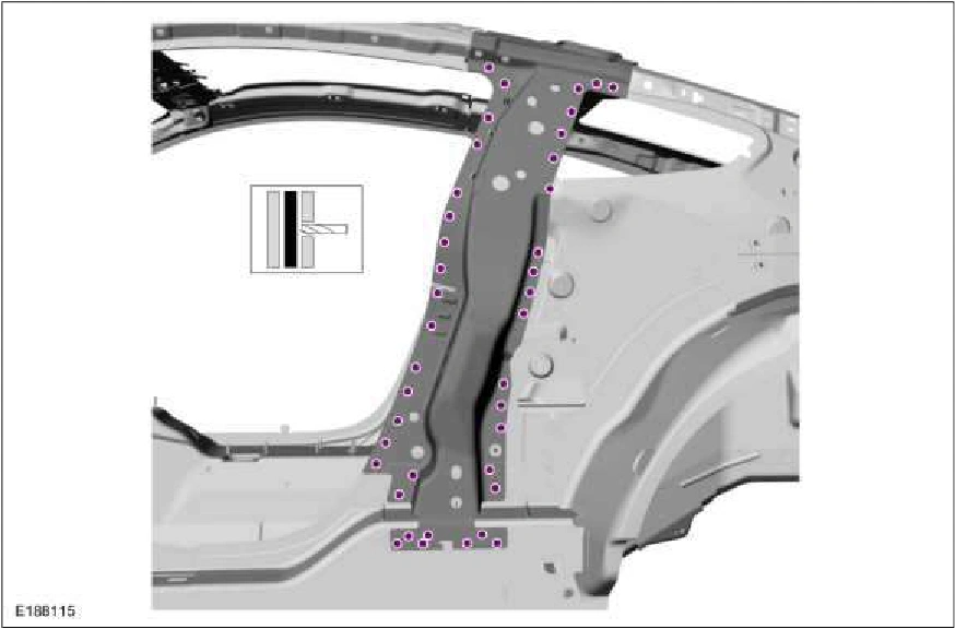 B-Pillar and Reinforcement - Coupe — original illustration 1, reference 2296