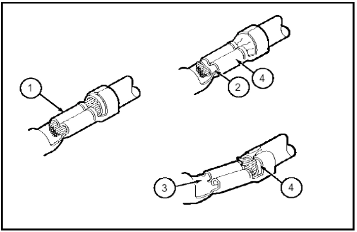 Defective insulation stripping examples, callouts 1–4 · source reference 6232