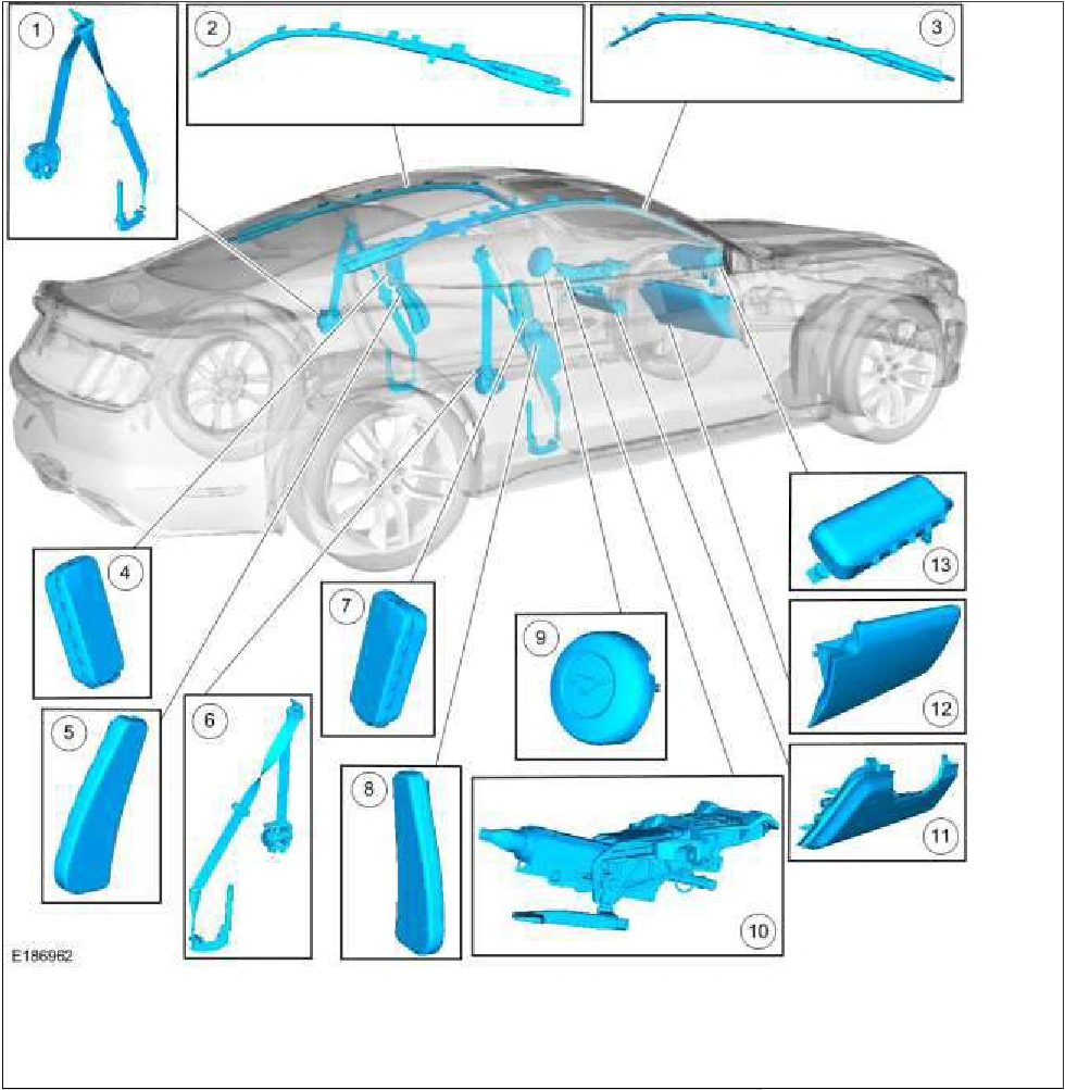 Airbag and Seatbelt Pretensioner Supplemental Restraint System (SRS) - Component Location — original illustration 1, reference 1743