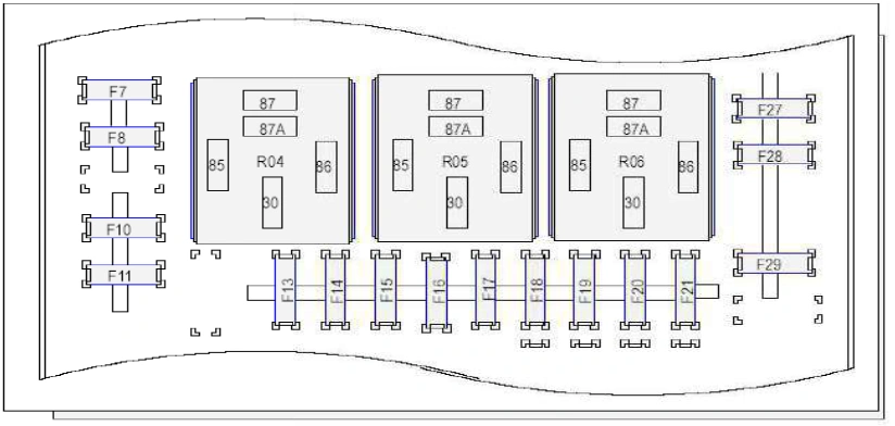 Fuse and relay identification and orientation example · source reference 6222