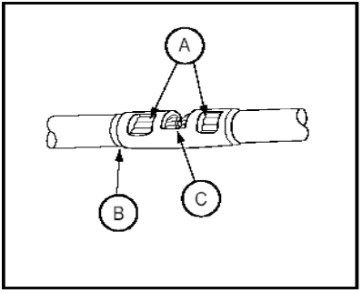 Acceptable butt-splice crimp: callouts A, B and C · source reference 6237