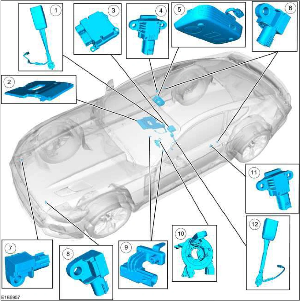 Airbag and Seatbelt Pretensioner Supplemental Restraint System (SRS) - Component Location — original illustration 1, reference 1742
