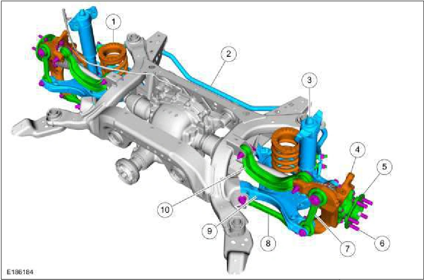 Rear Suspension - Component Location — original illustration 1, reference 2491