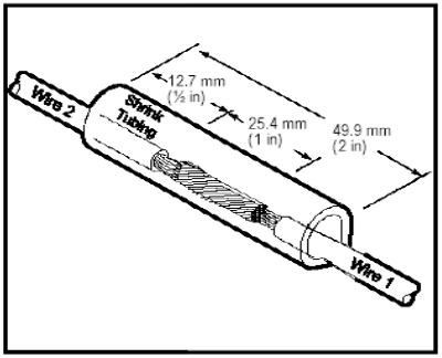 Heat shrink tubing overlap dimensions · source reference 6235