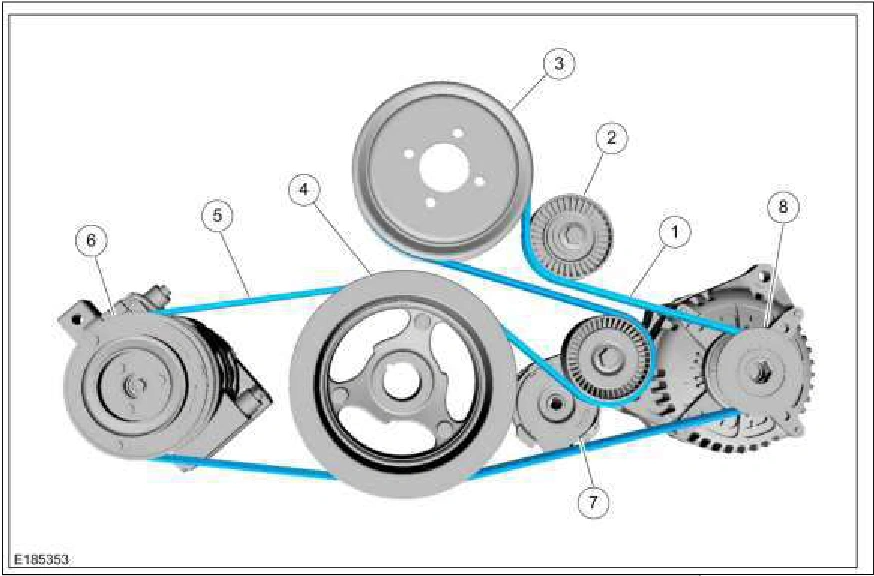 303-05C Accessory Drive - 5.0L — original illustration 1, reference 652